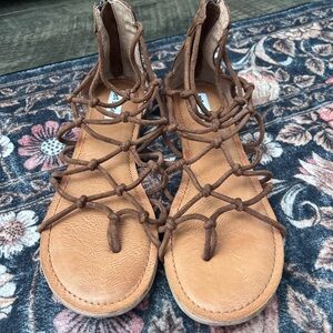 Brown Lace-Up Gladiator Sandals - Women